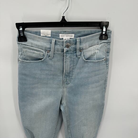 GOOD AMERICAN NWT GOOD WAIST SKINNY CROPPED JEANS in Blue635 // 00 (24) - Picture 4 of 11